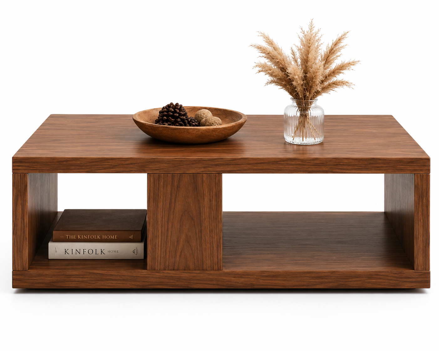 Modern Walnut Open Storage Coffee Table - Image 2
