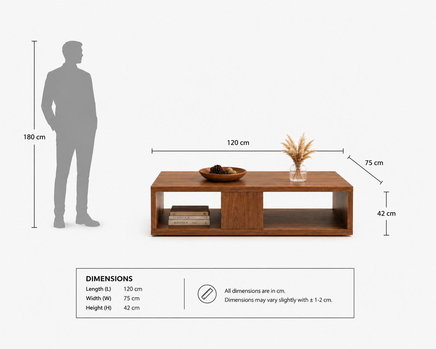 Modern Walnut Open Storage Coffee Table - Image 3