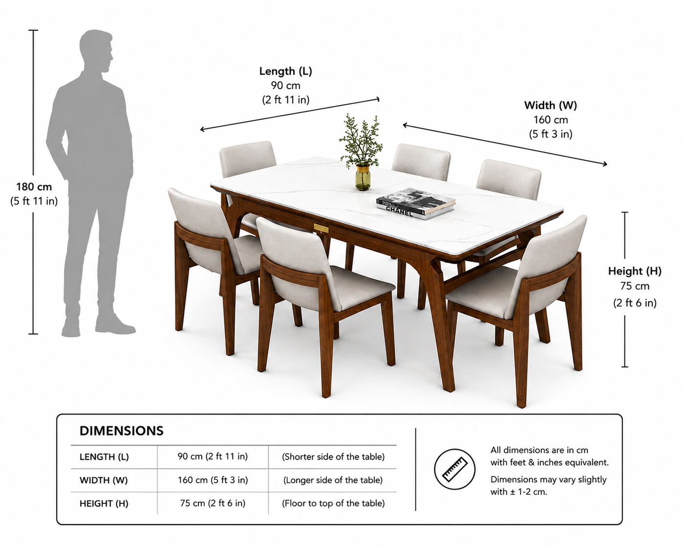 Modern Marble Top Dining Table Set (6 Seater) - Image 4