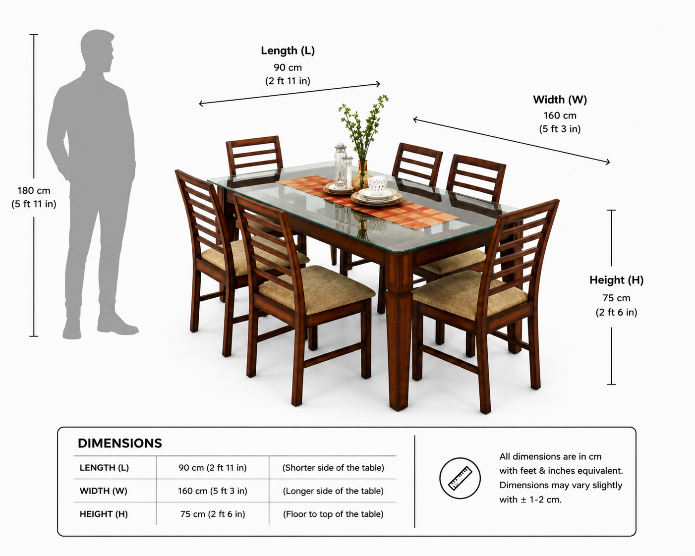 Classic Glass Top Dining Table Set (6 Seater) - Image 2
