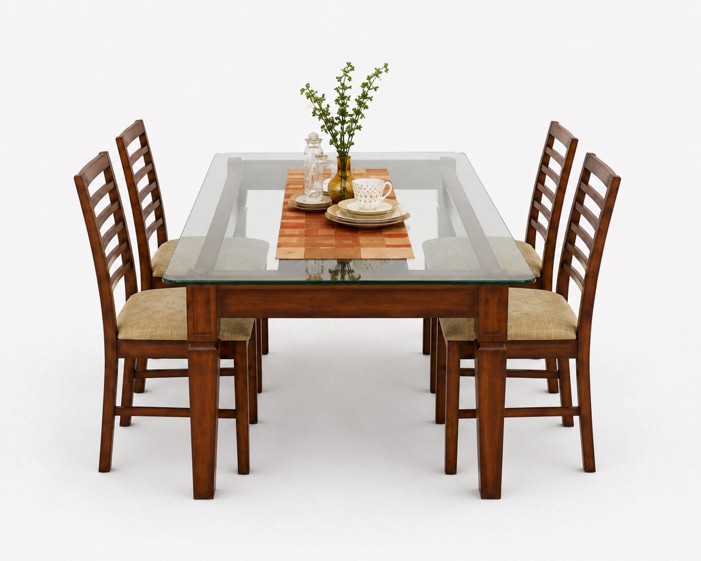 Classic Glass Top Dining Table Set (6 Seater) - Image 3