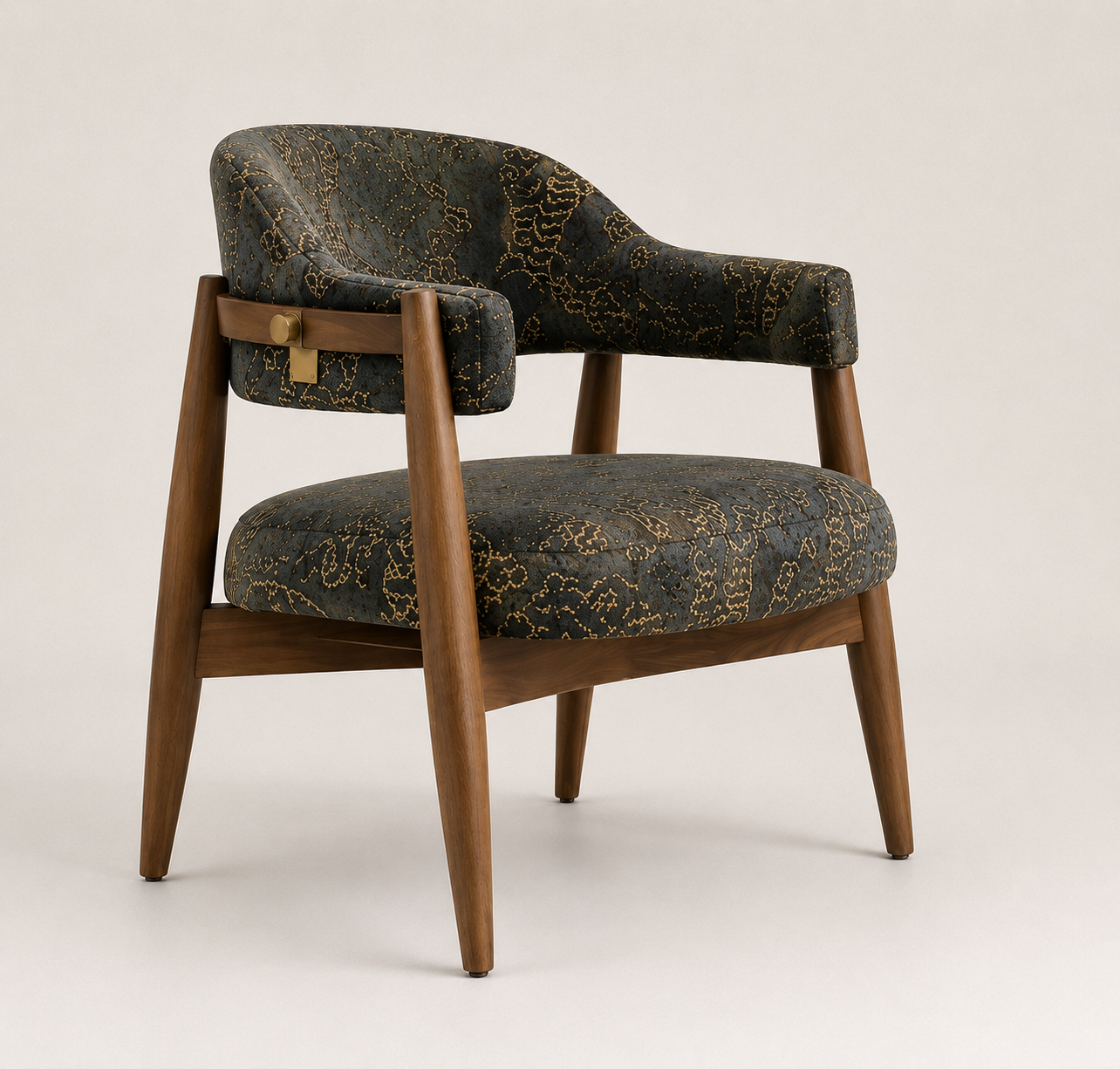 Modern Curved Arm Upholstered Accent Chair - Image 3