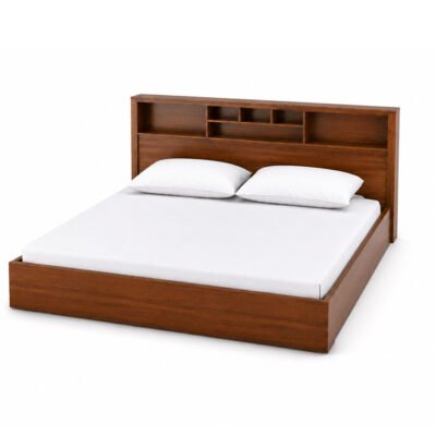 Modern Hydraulic Storage Bed with Headboard Shelf (King Size)