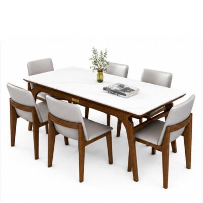 Modern Marble Top Dining Table Set (6 Seater)