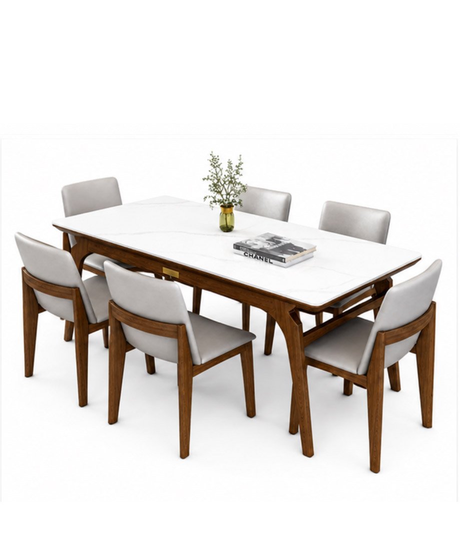 Modern Marble Top Dining Table Set (6 Seater)