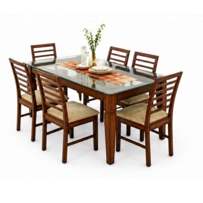 Classic Glass Top Dining Table Set (6 Seater)