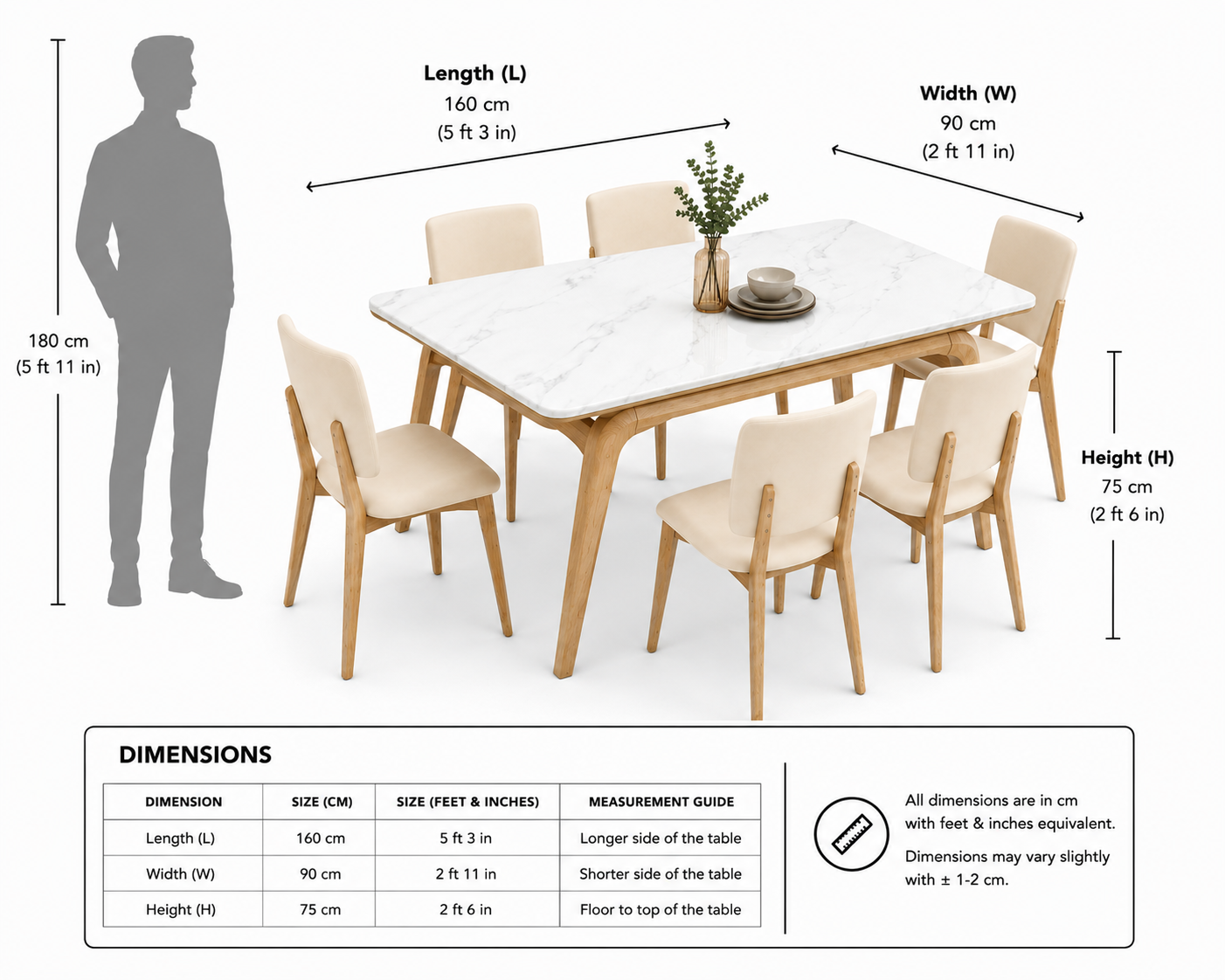 Modern Marble Top 4 Seater Dining Table Set - Image 3