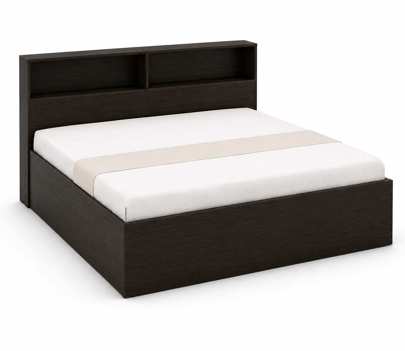 Modern Platform Bed with Open Shelf Headboard (King Size) - Image 3