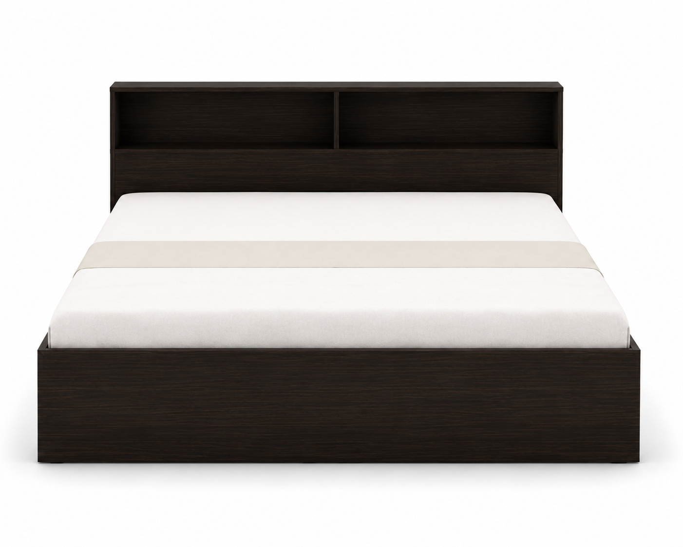Modern Platform Bed with Open Shelf Headboard (King Size)