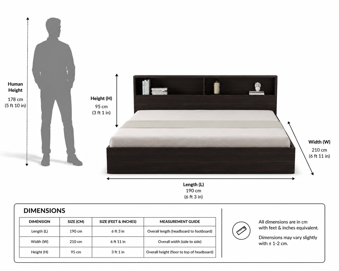 Modern Platform Bed with Open Shelf Headboard (King Size) - Image 4