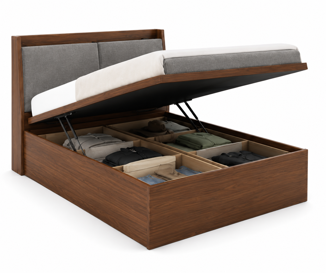 Modern Upholstered Hydraulic Storage Bed (Queen Size) - Image 3