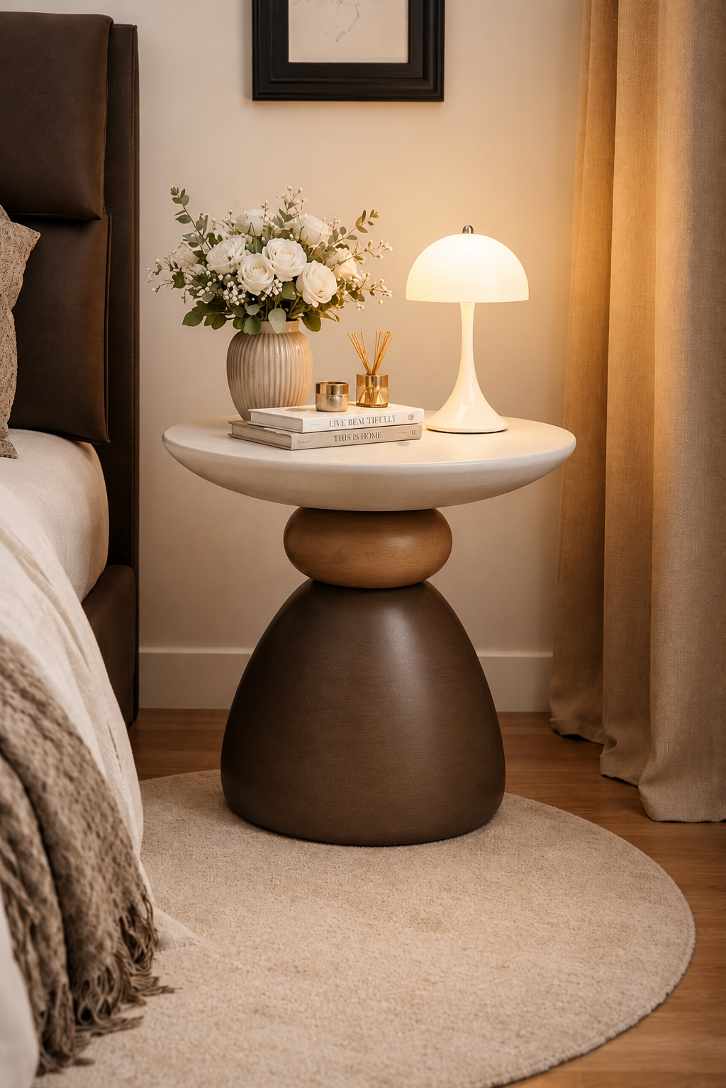 Modern Sculptural Pedestal Side Table - Image 4