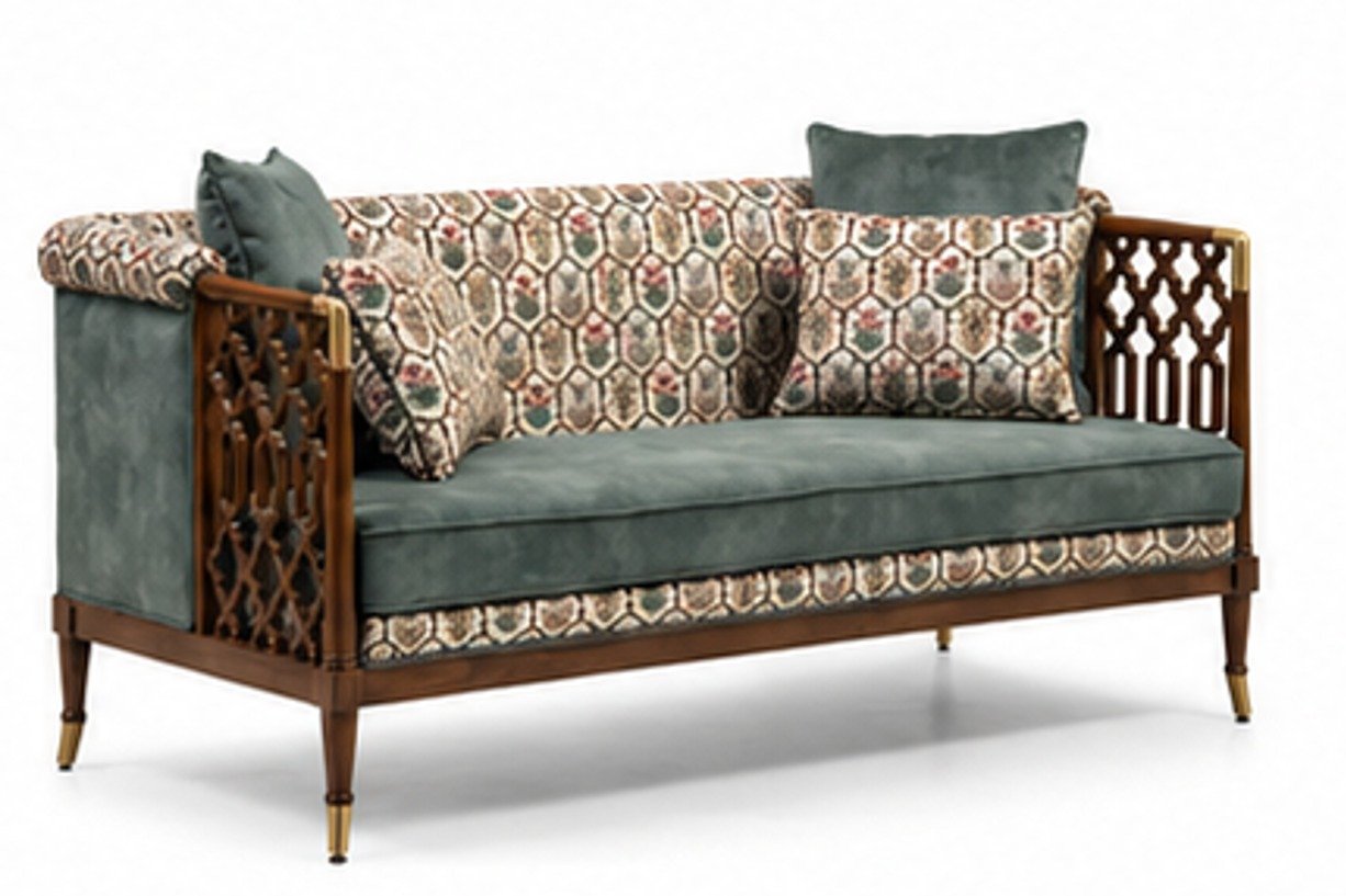 Luxury Upholstered 3 Seater Wooden Sofa