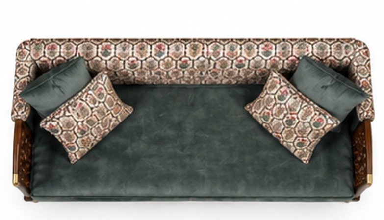 Luxury Upholstered 3 Seater Wooden Sofa - Image 5