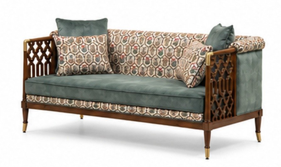 Luxury Upholstered 3 Seater Wooden Sofa - Image 4