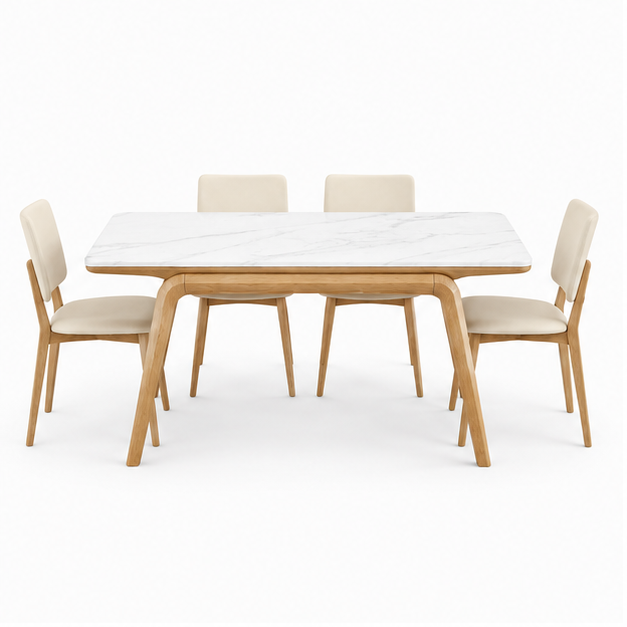 Modern Marble Top 4 Seater Dining Table Set