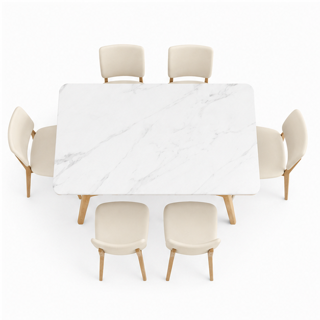 Modern Marble Top 4 Seater Dining Table Set - Image 2