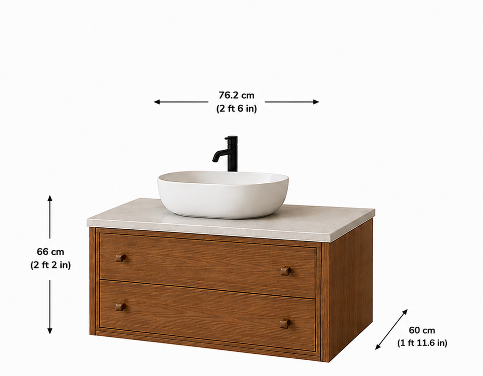 Modern 2-Drawer Bathroom Vanity with Vessel Basin - Image 2