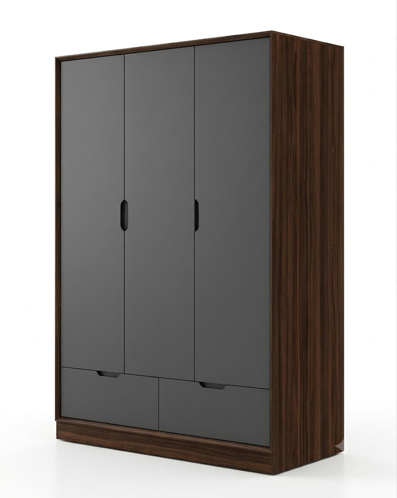 Modern 3-Door Wardrobe with 2 Drawers - Image 2