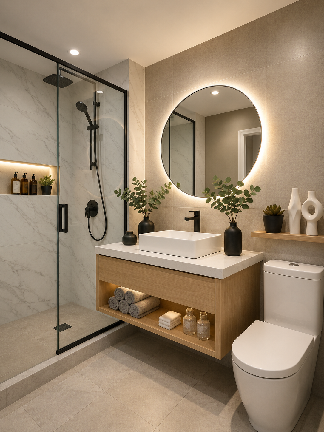 Modern 3 ft Bathroom Vanity with Open Storage Compartment - Image 3