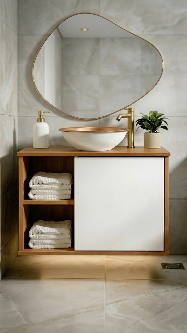 Modern 4 ft Bathroom Vanity with Open Shelving