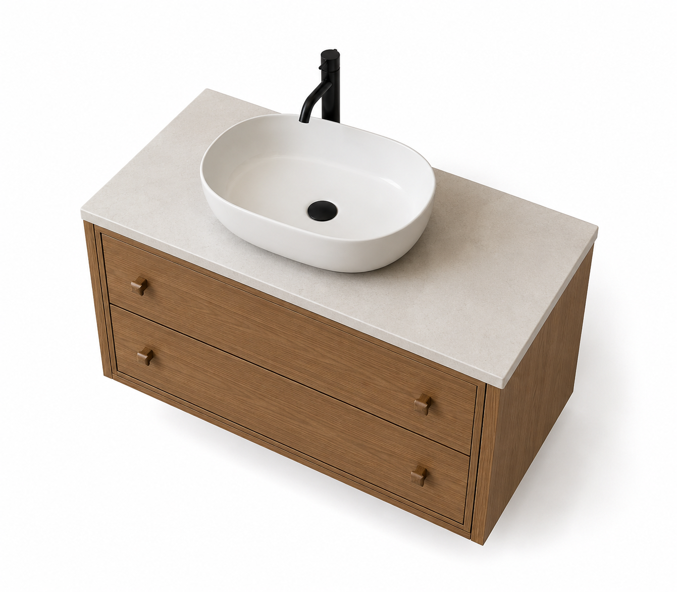 Modern 2-Drawer Bathroom Vanity with Vessel Basin - Image 4