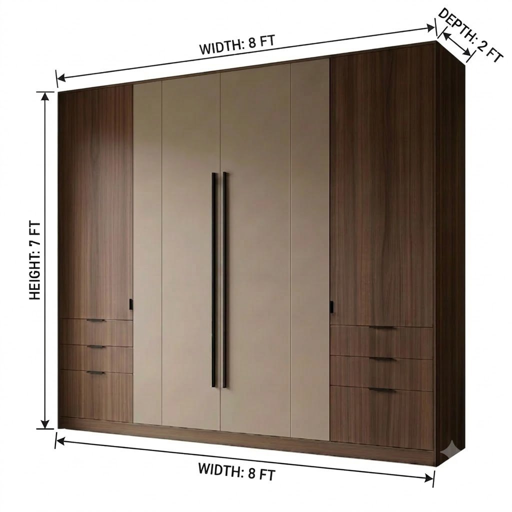 Modern 6-Door Modular Wardrobe with Six Drawers - Image 3