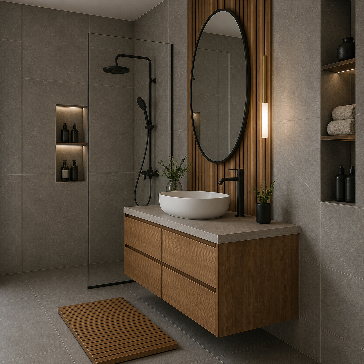 Modern 4-Drawer Bathroom Vanity with Countertop Vessel Basin - Image 4