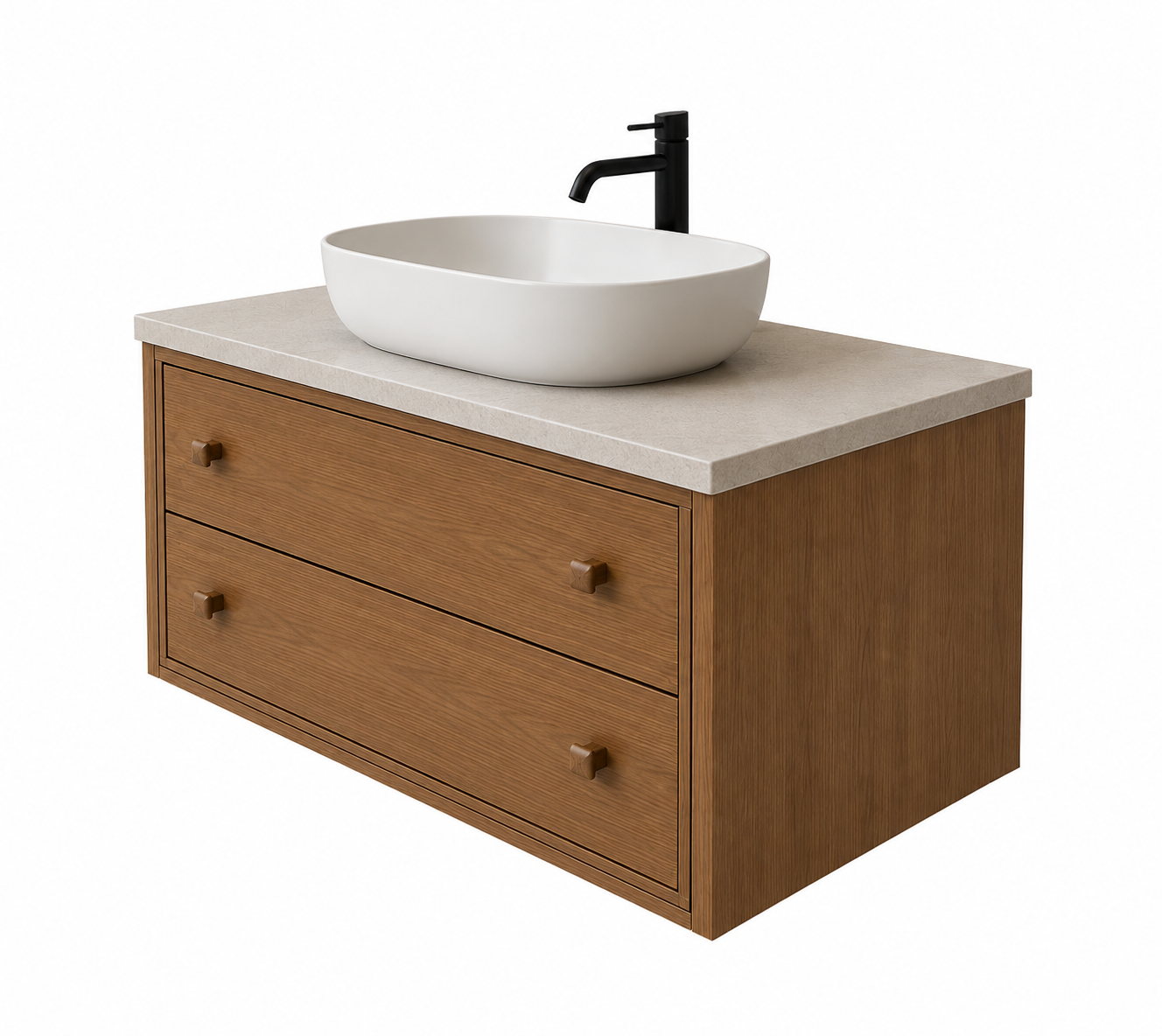 Modern 2-Drawer Bathroom Vanity with Vessel Basin - Image 3