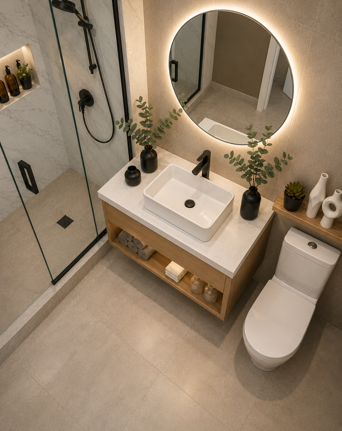 Modern 3 ft Bathroom Vanity with Open Storage Compartment - Image 4