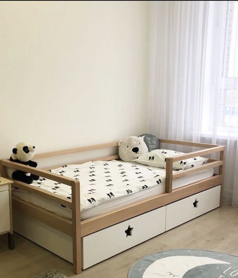 Modern Kids Single Bed with Safety Rails and Under-Bed Storage - Image 2