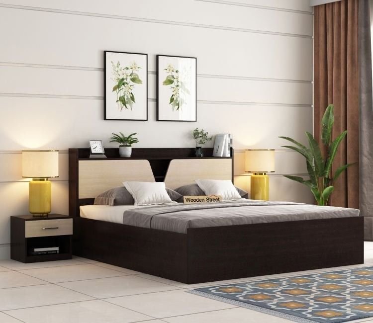 Modern Platform Bed with Upholstered Headboard - Image 2