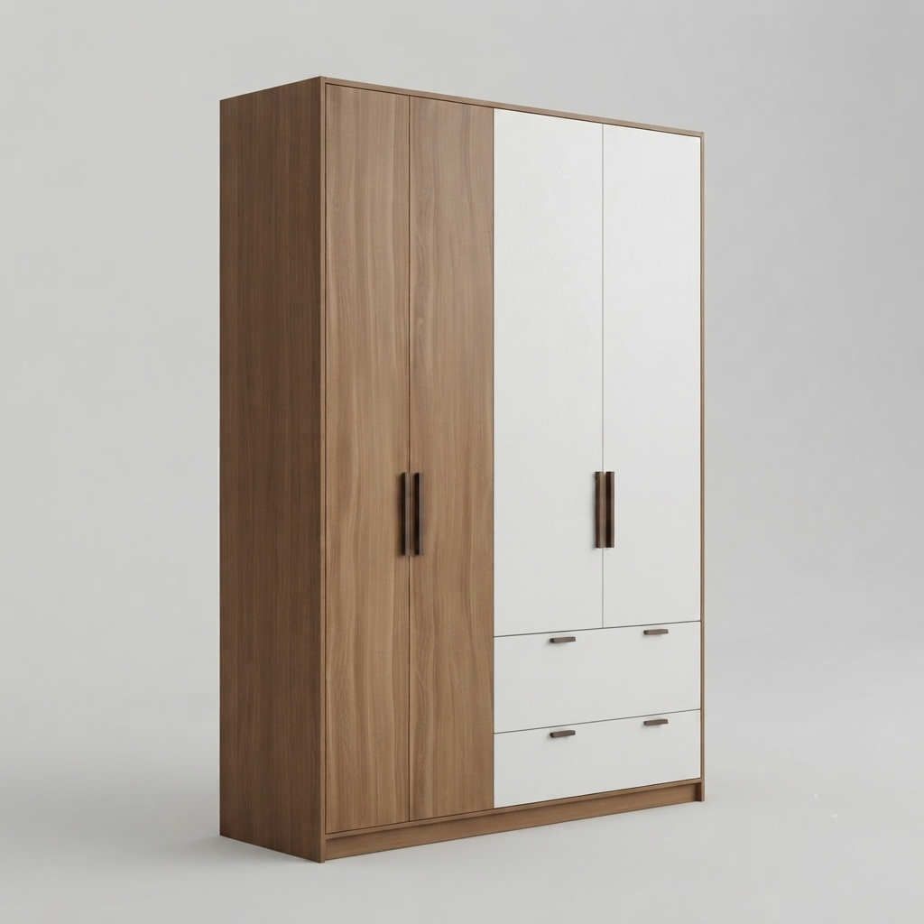 Modern 4-Door Modular Wardrobe with Drawers - Image 4