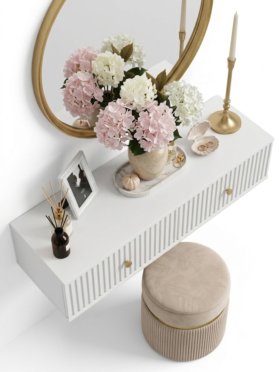 Modern 4-Drawer Dresser with Cane-Detail Drawer & Round Mirror (Copy) - Image 3
