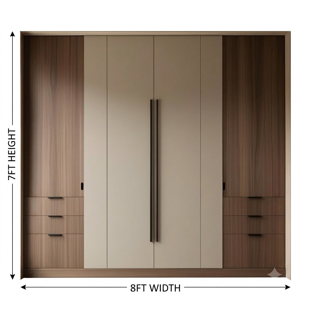 Modern 6-Door Modular Wardrobe with Six Drawers - Image 4