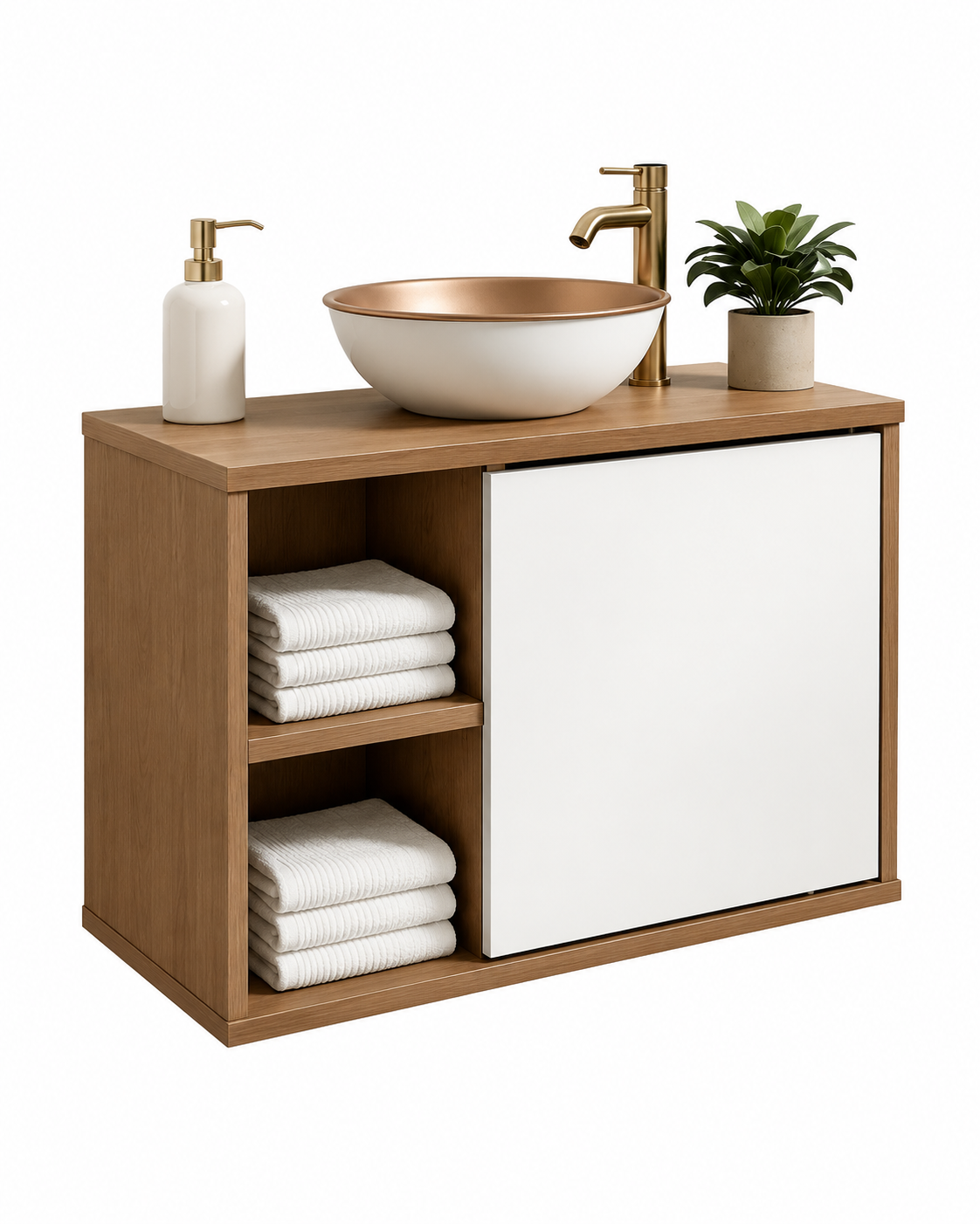 Modern 4 ft Bathroom Vanity with Open Shelving - Image 3