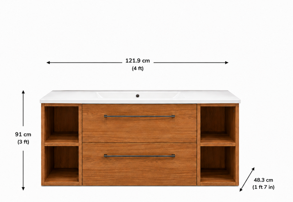 Modern 2-Drawer Bathroom Vanity with Open Shelves - Image 3