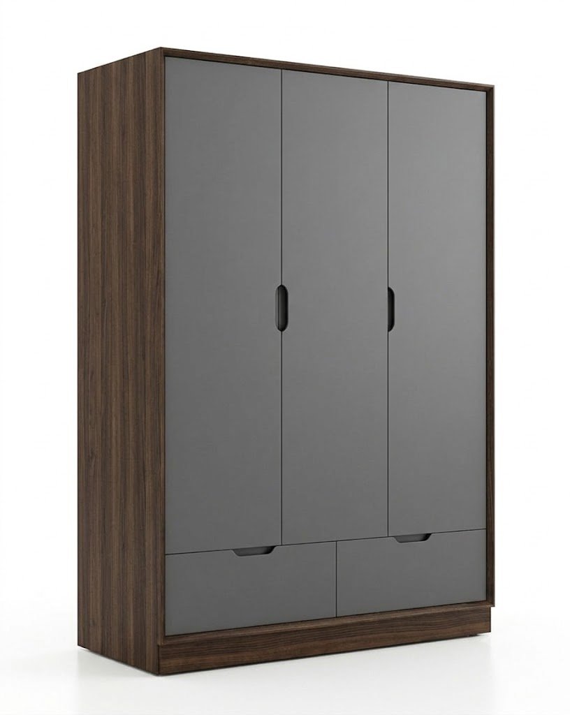 Modern 3-Door Wardrobe with 2 Drawers - Image 3