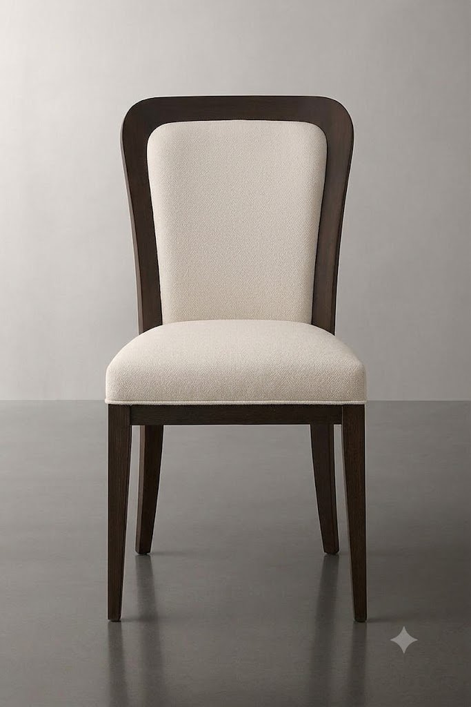 Modern Upholstered Dining Chair with Curved Wooden Backrest - Image 5
