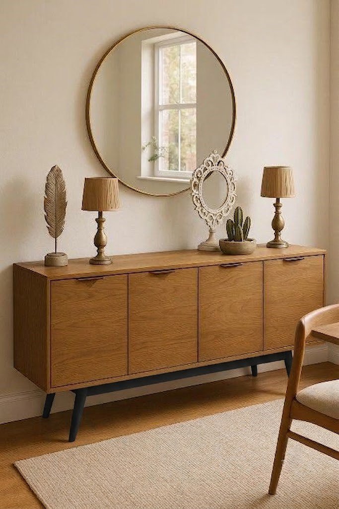 Modern Wooden Console Table with Four-Door Storage - Image 2