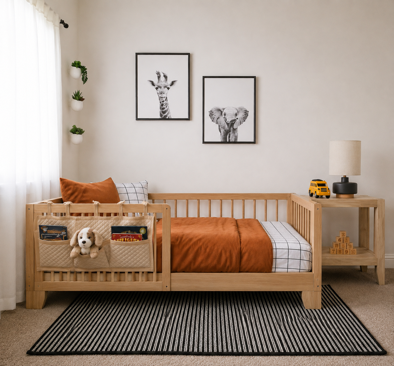 Modern Kids Single Bed with Safety Guard Rails - Image 5