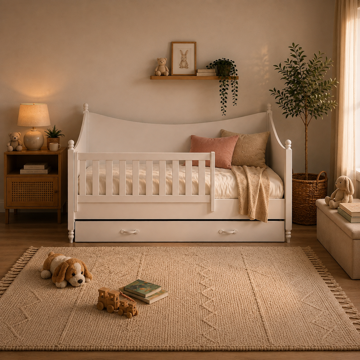 Modern Kids Single Bed with Safety Rails and Under-Bed Storage - Image 5