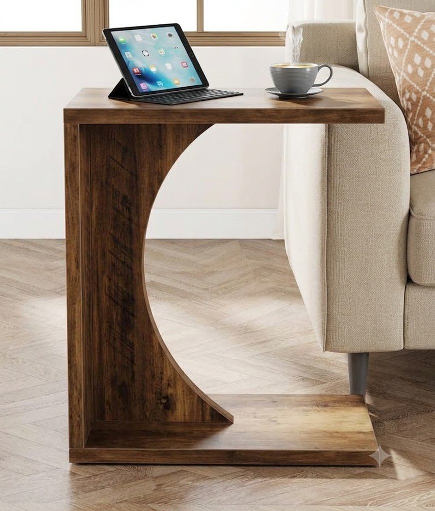 Modern C-Shaped Sofa Side Table