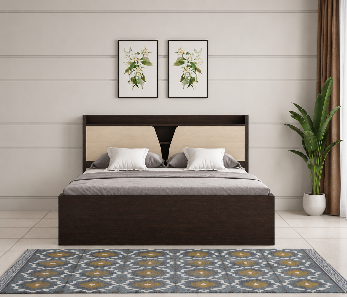 Modern Platform Bed with Upholstered Headboard - Image 6