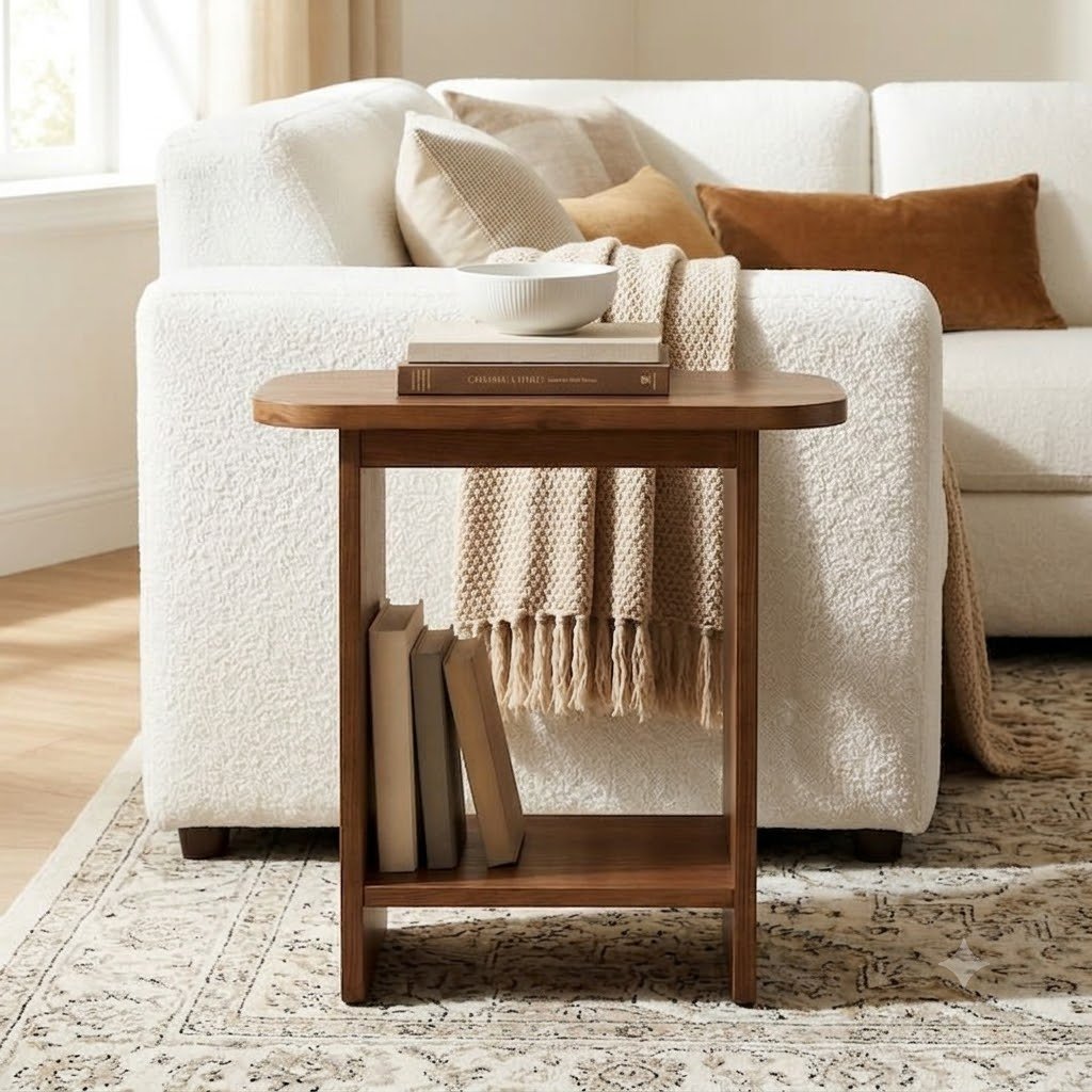 Modern Wooden Side Table with Open Storage Shelf - Image 5