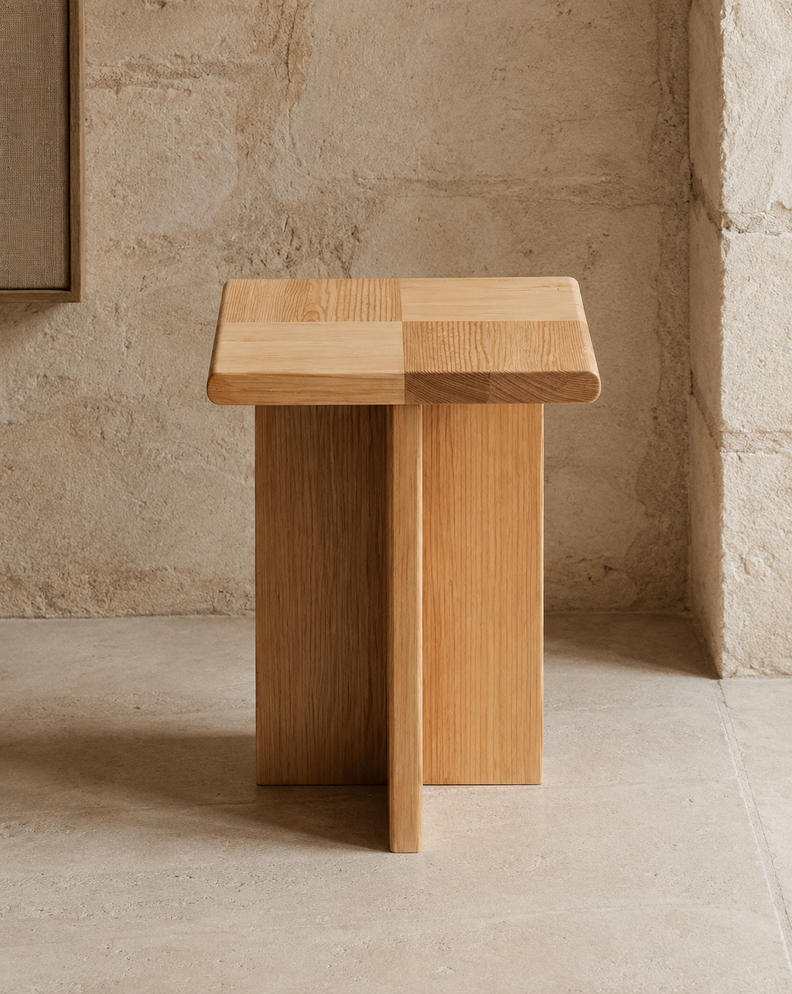 Modern Solid-Profile Wooden Side Table - Image 4