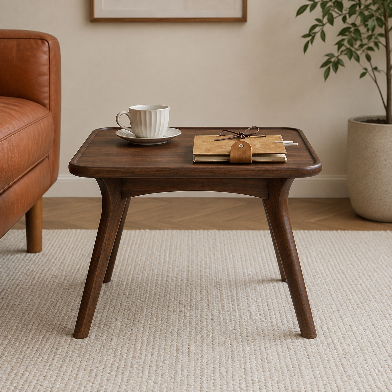 Modern Wooden Side Table with Rounded Top - Image 4