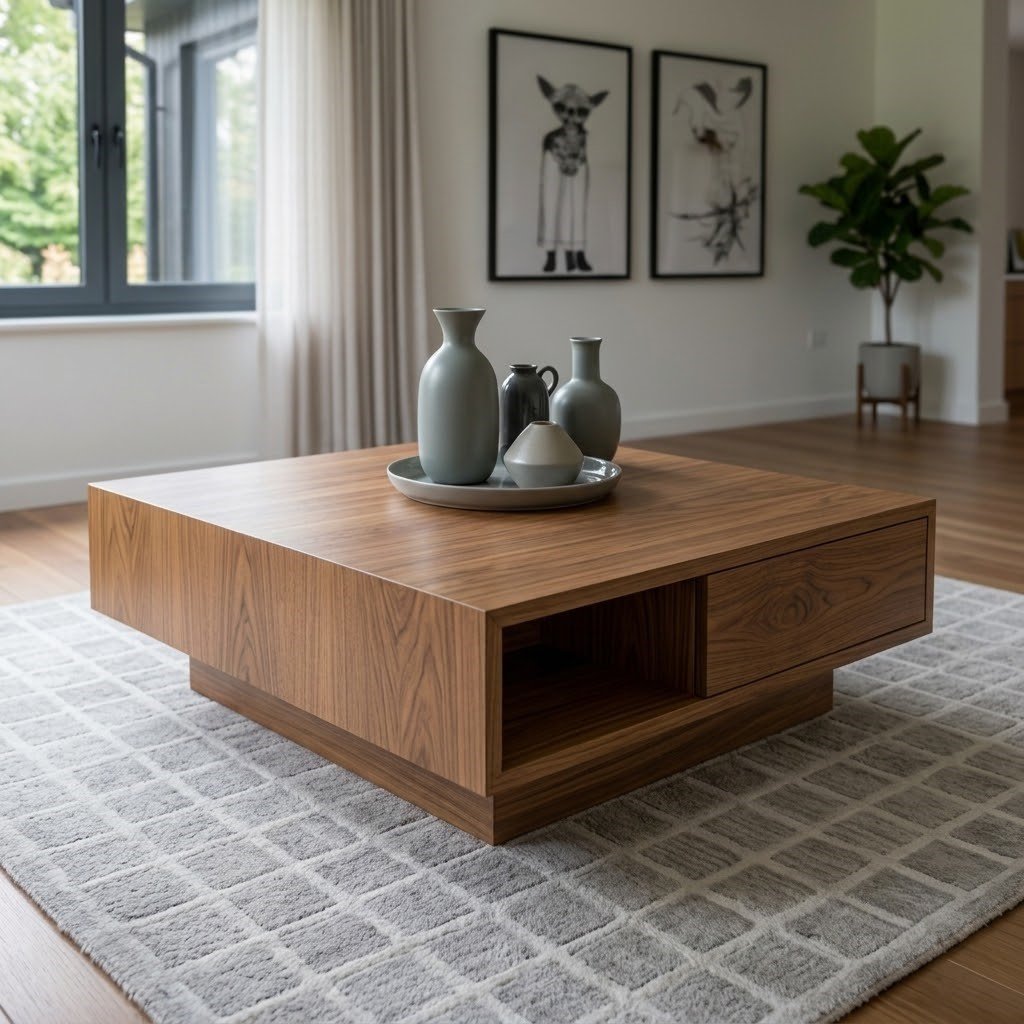Modern Solid Wood Centre Table with Open Storage Shelf - Image 2
