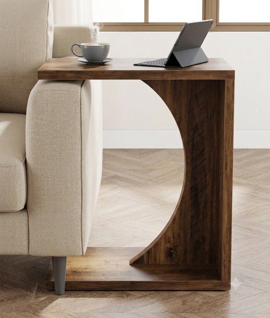 Modern C-Shaped Sofa Side Table - Image 2