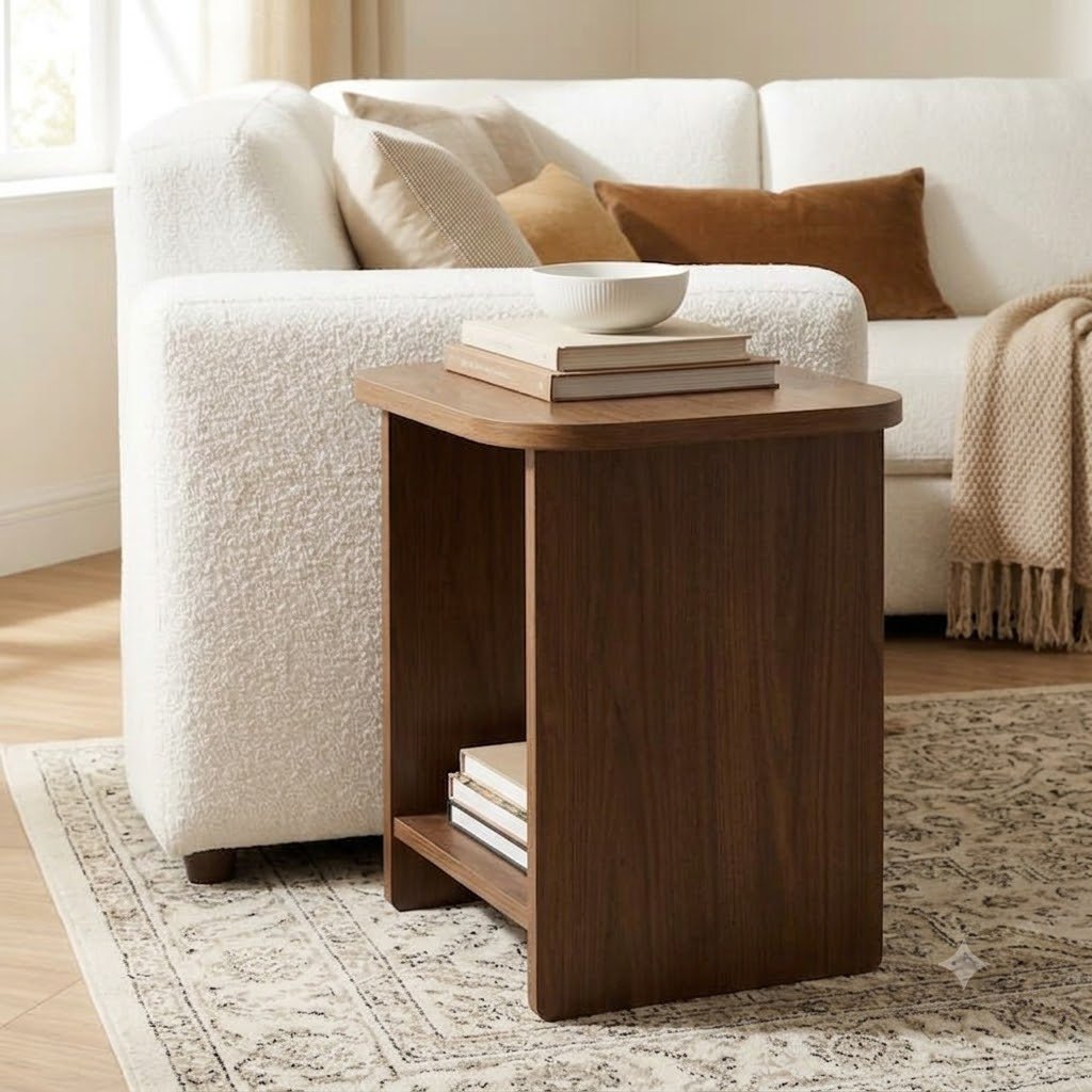 Modern Wooden Side Table with Open Storage Shelf - Image 4